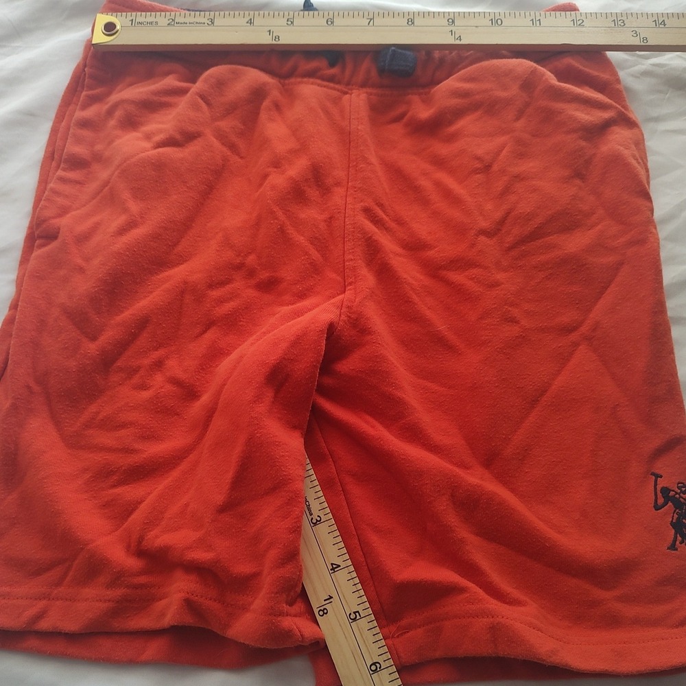 U.S. Polo Assn Sweat Shorts Kids L 10-12 Orange Excellent French Terry Logo